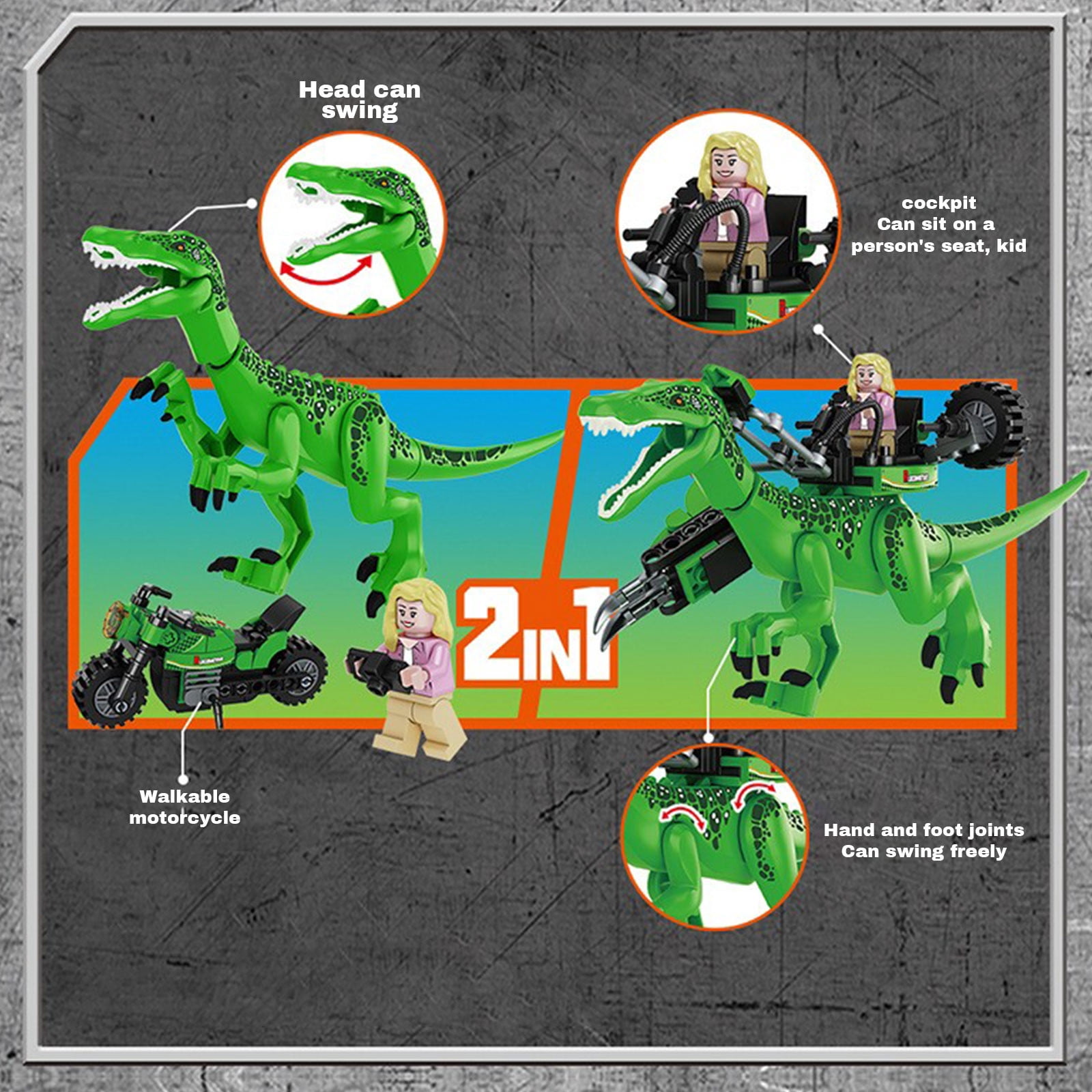 NOUGFVZP Dinosaur Tracker Building Kit, 2 in 1 Velociraptor Building ...