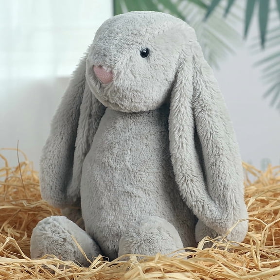 NOUGFVZP Easter Bunny Toys Bunny Stuffed Animal - 15.7" Soft Bunny Plush Toys Easter Basket Stuffers Rabbit Toy Huggable Pillow - Stuffed Bunny Easter Decorations Birthday Gifts for Kids (Light Gray)