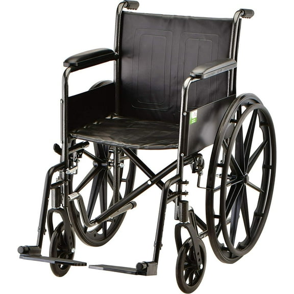 NOVA 18" Steel Wheelchair with Fixed Arms & Footrests