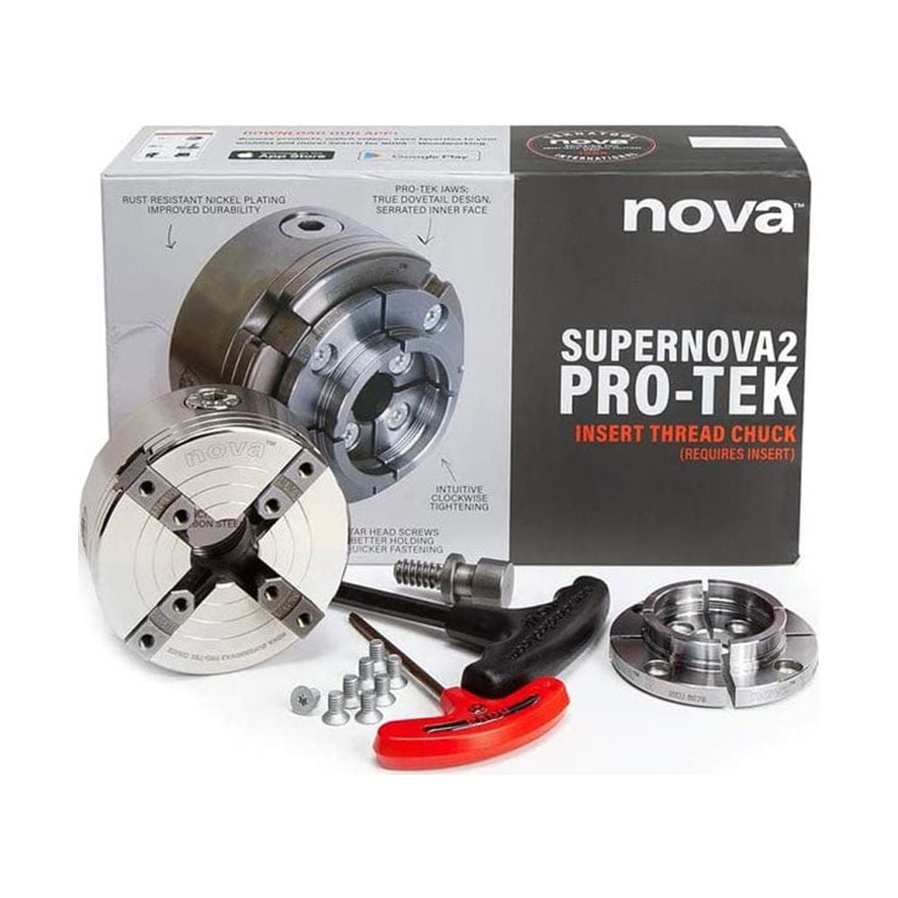 NOVA 23262 SUPERNOVA2 Insert Type Wood Turning Chuck and Jaw Set w/ T