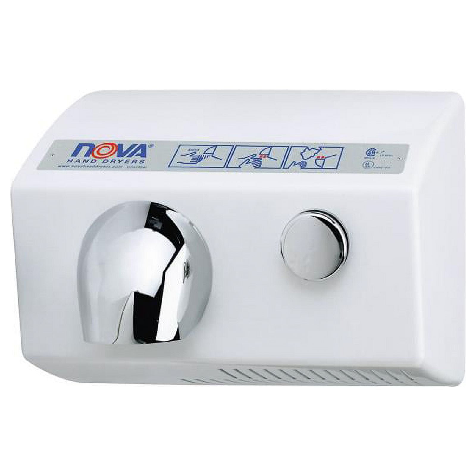 White Aluminum Push Button Hand Dryer with Epoxy Finish