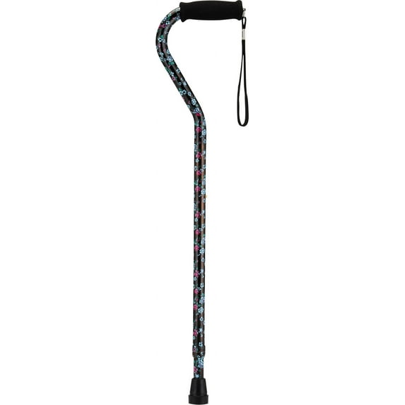 NOVA Designer Walking Cane with Offset Handle, Lightweight Adjustable Walking Stick with Carrying Strap, Houndstooth Design