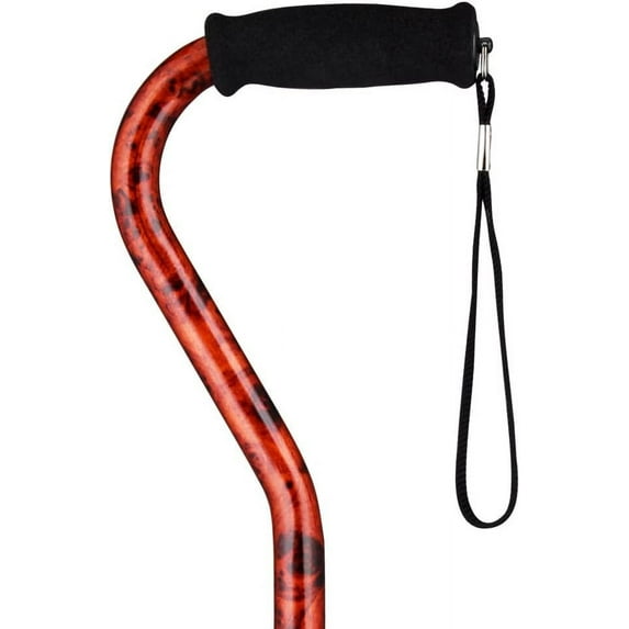 NOVA Designer Walking Cane with Offset Handle, Lightweight Adjustable Walking Stick with Carrying Strap, Mahogany Swirl Design