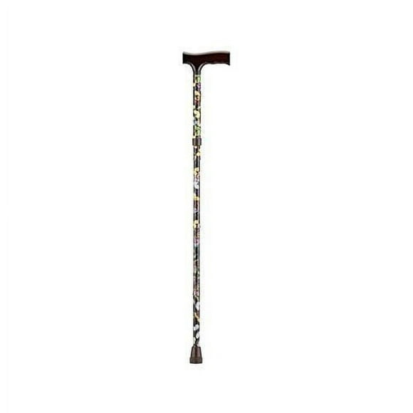 NOVA Folding Walking Cane with Wood Grip Handle, Foldable & Adjustable Travel Cane with Wood Comfort Handle, Butterflies