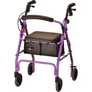 NOVA Medical Products GetGo Classic Rollator Walker, Rolling Walker for Height 5 4 - 6 inch, Seat Height is 22.25 inch, Classic Standard, Purple