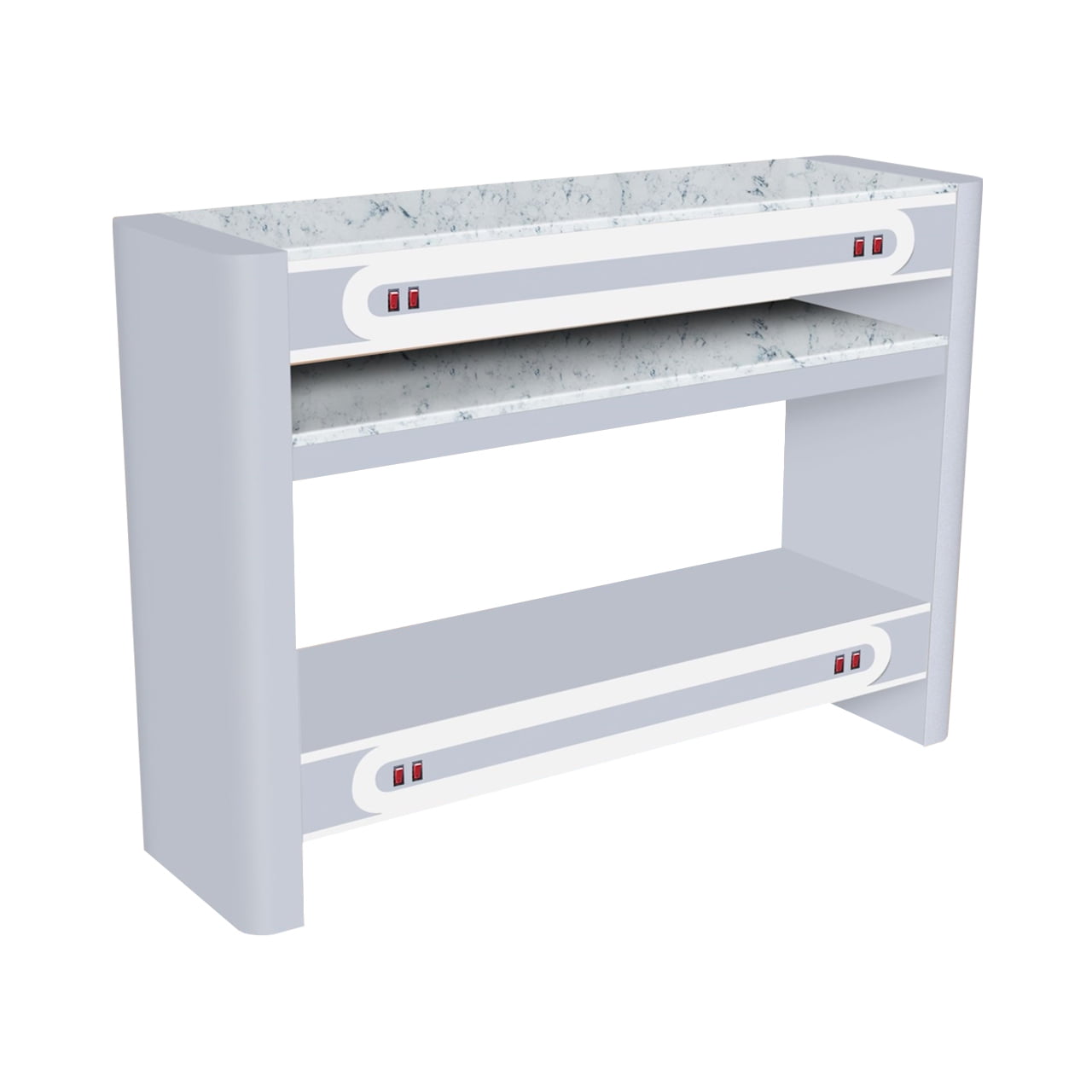 NOVA I Nail Dryer Table with Granite Top, UV Manicure Pedicure Dryer Nail Salon Furniture Equipment, Modern White/Gray