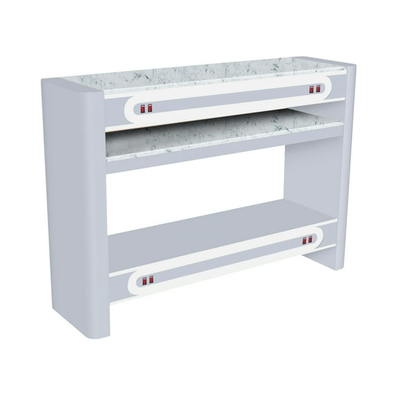 Mayakoba NOVA I Nail Dryer Table with Granite Top, UV Manicure Pedicure Dryer, White/Gray