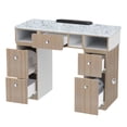 thumbnail image 1 of NOVA II Manicure Table, Nail Station for Beauty Salon Furniture & Equipment, Marble Top Acetone Resistant & 1UV Hole, Modern White/Wood, 1 of 9