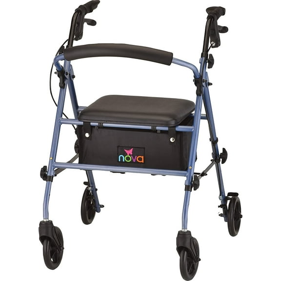 NOVA Journey Steel Rollator Walker, Blue