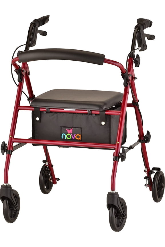 Journey Steel Rollator Walker, Red