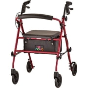 NOVA Journey Steel Rollator Walker, Red