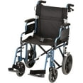 thumbnail image 1 of NOVA Lightweight Transport Chair with Locking Hand Brakes, 12 Rear Wheels, Removable & Flip Up Arms for Easy Transfer, Anti-Tippers Included, Blue, 1 of 4
