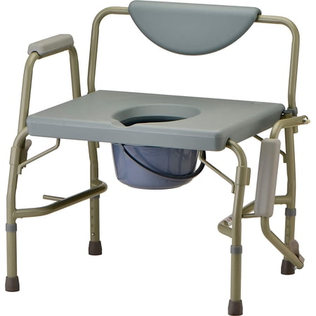 NOVA Medical 500 lb. Weight Capacity Heavy Duty Bedside Commode Chair with Drop-Arm for Easy Transfer, Extra Wide Seat & Bariatric Commode Chair, Grey