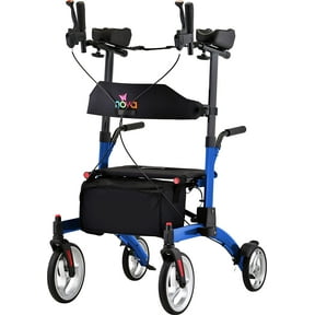 NOVA Medical Dragon Fold n Go Rise UP Rollator, Upright Rolling Walker Blue