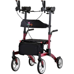 NOVA Medical Dragon Fold n Go Rise UP Rollator, Upright Rolling Walker Red