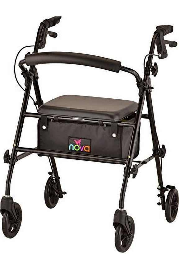 Medical Products Jouney Steel Rolling Walker, Black