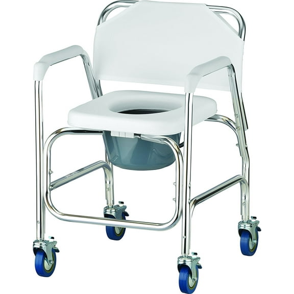 NOVA Medical Products Shower Commode with Wheels, White, 17 Pound