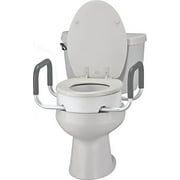 NOVA Medical Products Toilet Seat Riser with Arms, Elongated, White, 3.8 Pound