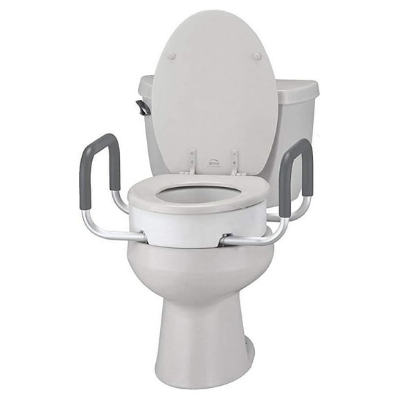 NOVA Medical Products Toilet Seat Riser with Arms, Elongated, White, 3.8 Pound