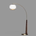 thumbnail image 1 of Coronado 1-Light Arc Floor Lamp - Walnut & Brass White Shade Dimmer, 1 of 1