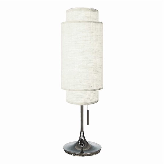 Lollipop Table Lamp in Black Nickel with White Double Linen Shade