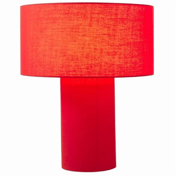 Moonlight Table Lamp - Crimson Red Linen Shade Dimmer Switch