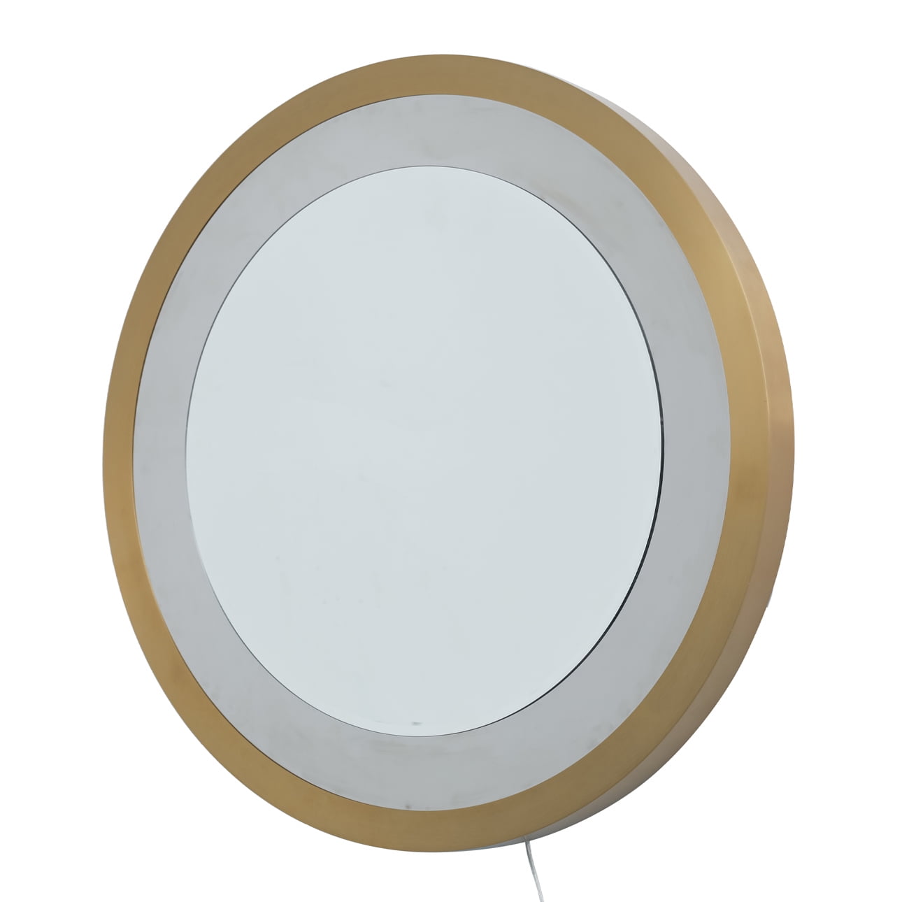 Starfall Infinity LED Round Wall Mirror with Brushed Brass Frame