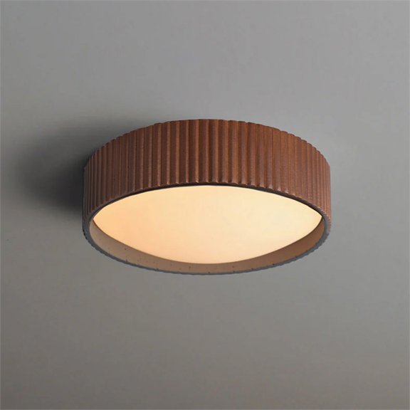 Tambo 14" Flush Mount Ceiling Light - Glass Diffuser Brass Walnut Dimmable