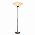 thumbnail image 1 of Roswell Torchiere Floor Lamp - Matte Black Walnut Washi Shade Marble Base Dimmer, 1 of 1