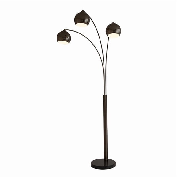 Triplet 3-Light Arc Floor Lamp - Black Nickel Marble Base Dimmer