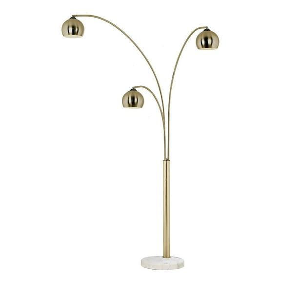NOVA OF CALIFORNIA Triplet 3 Light Arc Floor Lamp,Weathered Brass, White Marble Base
