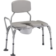 NOVA Padded Tub Transfer Bench for Bath or Shower with Commode Opening, Seat & Backrest Removable & Reversible, with Commode Bucket & Lid