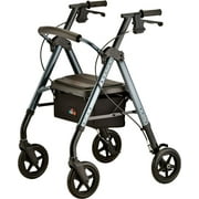 NOVA Star DX Rollator Walker with Wide Padded Seat, 8 Wheels, Fold Lock Feature, Rolling Walker with Adjustable Seat Height & 350 lb Weight Capacity, Blue