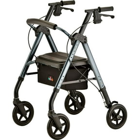 NOVA Star DX Rollator Walker with Wide Padded Seat, 8 Wheels, Fold Lock Feature, Rolling Walker with Adjustable Seat Height & 350 lb Weight Capacity, Blue