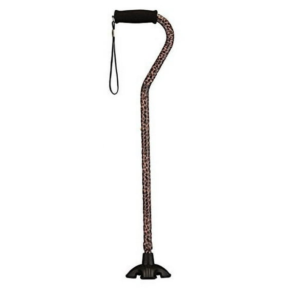NOVA Sugarcane, Walking Cane with Quad Tip and Carrying Strap, Stand Alone Cane, Leopard Design