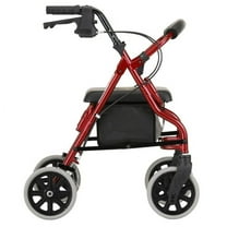 NOVA Zoom Rollator Walker with 20 Seat Height, Rolling Walker with Locking Hand Brakes, Padded Seat and 8 Wheels, Color Red