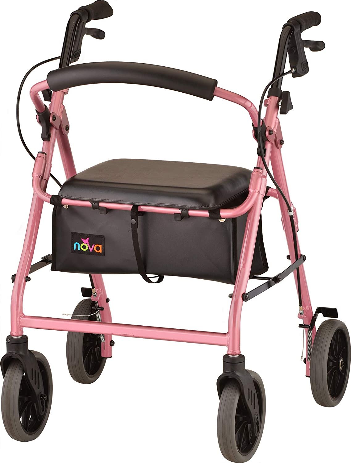 NOVA Zoom Rollator Walker with 22 Seat Height, Rolling Walker with Locking Hand Brakes, Padded