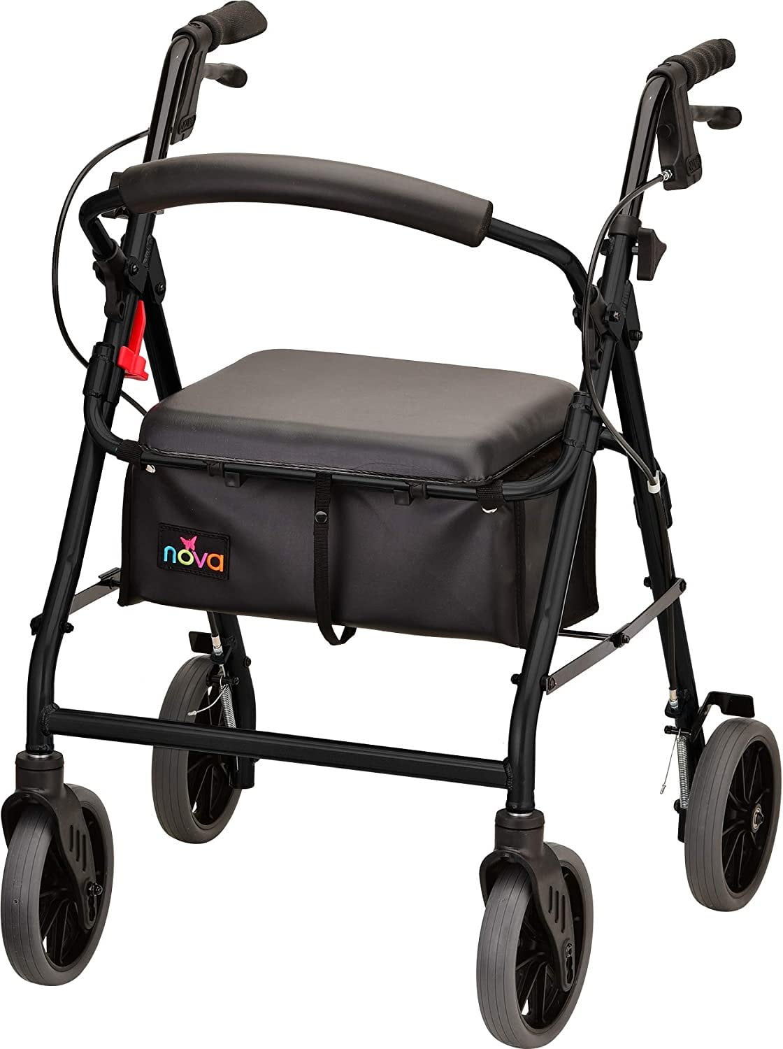 NOVA Zoom Rollator Walker with 22 Seat Height, Rolling Walker with Locking Hand Brakes, Padded