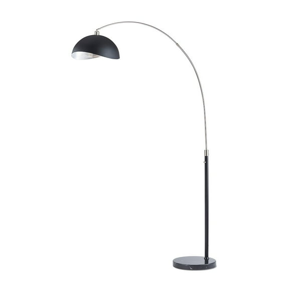 NOVA OF CALIFORNIA Luna Bella Arc Floor Lamp - 92",  Nickel, Matte Black/Silver Leaf Shade