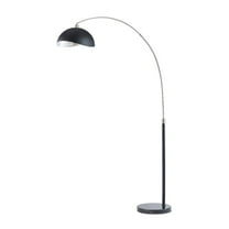 NOVA OF CALIFORNIA Luna Bella Arc Floor Lamp - 92", Nickel, Matte Black/Silver Leaf Shade