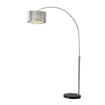 NOVA OF CALIFORNIA Marilyn 1 Light Arc Floor Lamp - 94", Polished Chrome, Mylar & Crystal shade
