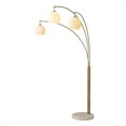 thumbnail image 1 of NOVA of California Moraga 3 Light Arc Floor Lamp - 85", Bone Porceliain, Weathered Brass & Walnut, 4-Way Rotary Switch, Marble base, 1 of 12