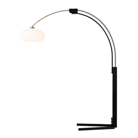 NOVA OF CALIFORNIA Morelli Arc Floor Lamp - 84", Satin Nickel & Black, Dimmer Switch, V-base