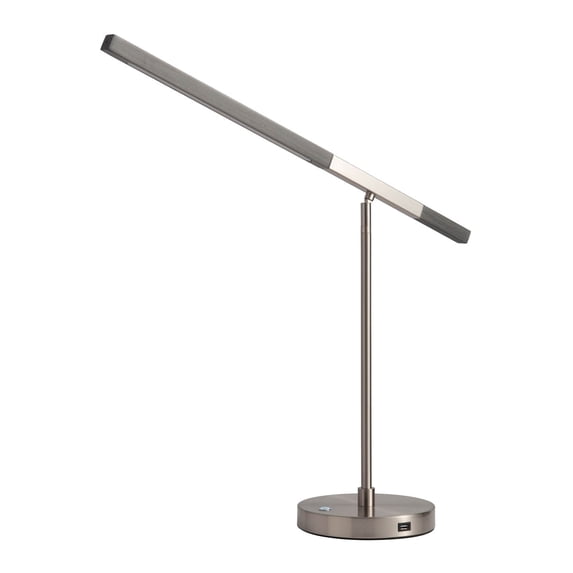 Port Table Lamp - 35" Charcoal Gray Wood and Satin Nickel Touch Dimmer