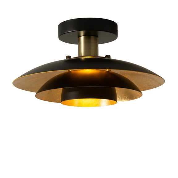 Rancho Mirage Flush Mount Ceiling Light Matte Black Gold Leaf Shade