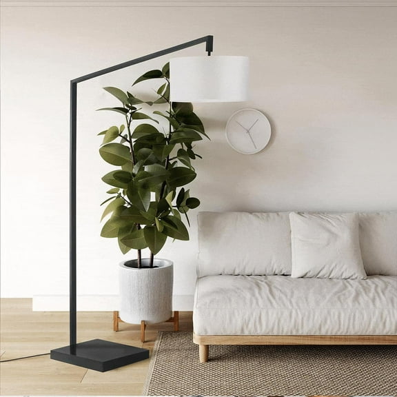 Stretch Chairside Arc Floor Lamp - 75 Matte Black Step Switch