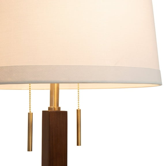 NOVA OF CALIFORNIA Swiss Cross Table Lamp - Dark Walnut Wood Finish, Weathered Brass
