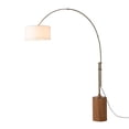 thumbnail image 1 of NOVA of California Tambo Arc Floor Lamp - Natural Ash Wood Finish, Weathered Brass, Tambour base, White Linen Shade, Dimmer, 1 of 12
