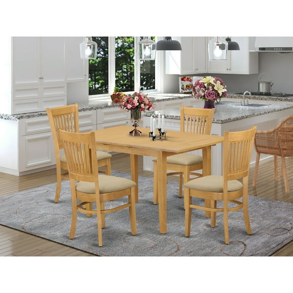 NOVA5-OAK-C 5 PC Table and Chairs set - Kitchen dinette Table and 4 Kitchen Dining Chairs