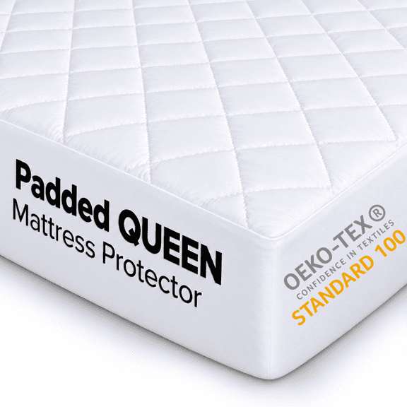 NOVASTILE Queen Mattress Pad, 60x80 inches, 100 GSM Quilted Fitted Mattress Protector, Soft & Elastic Fit, Stretches up to 18 inches Deep